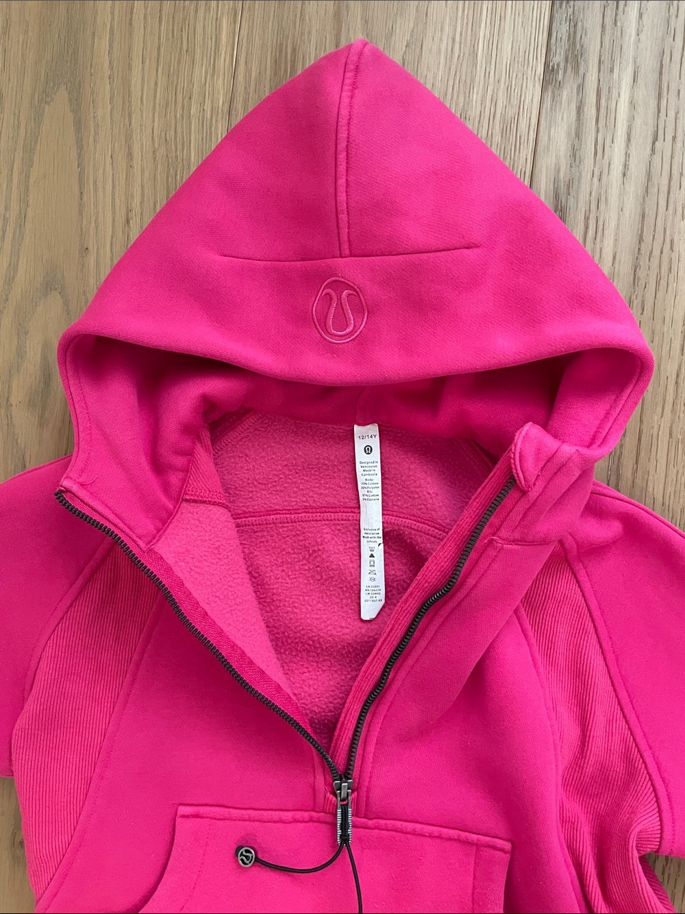 Lululemon Pink Scuba half zip hoodie, Size 12-14 yr